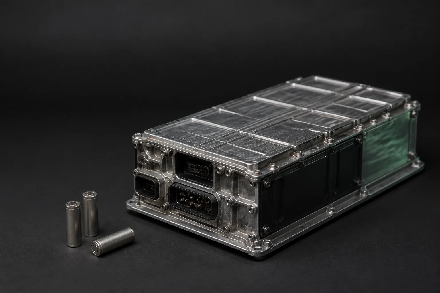 A decommissioned electric-vehicle battery module prepared for recycling assessment